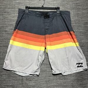 Billabong Board Shorts Men's 36 Gray Striped Swim Drawstring M1601BSZ